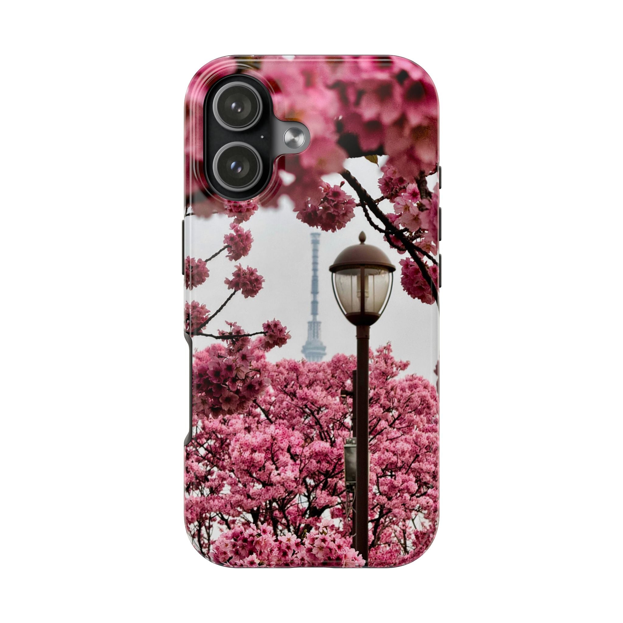 Japanese Pagoda Cherry Blossom Tough Phone Case — Protective Floral Temple Phone Case