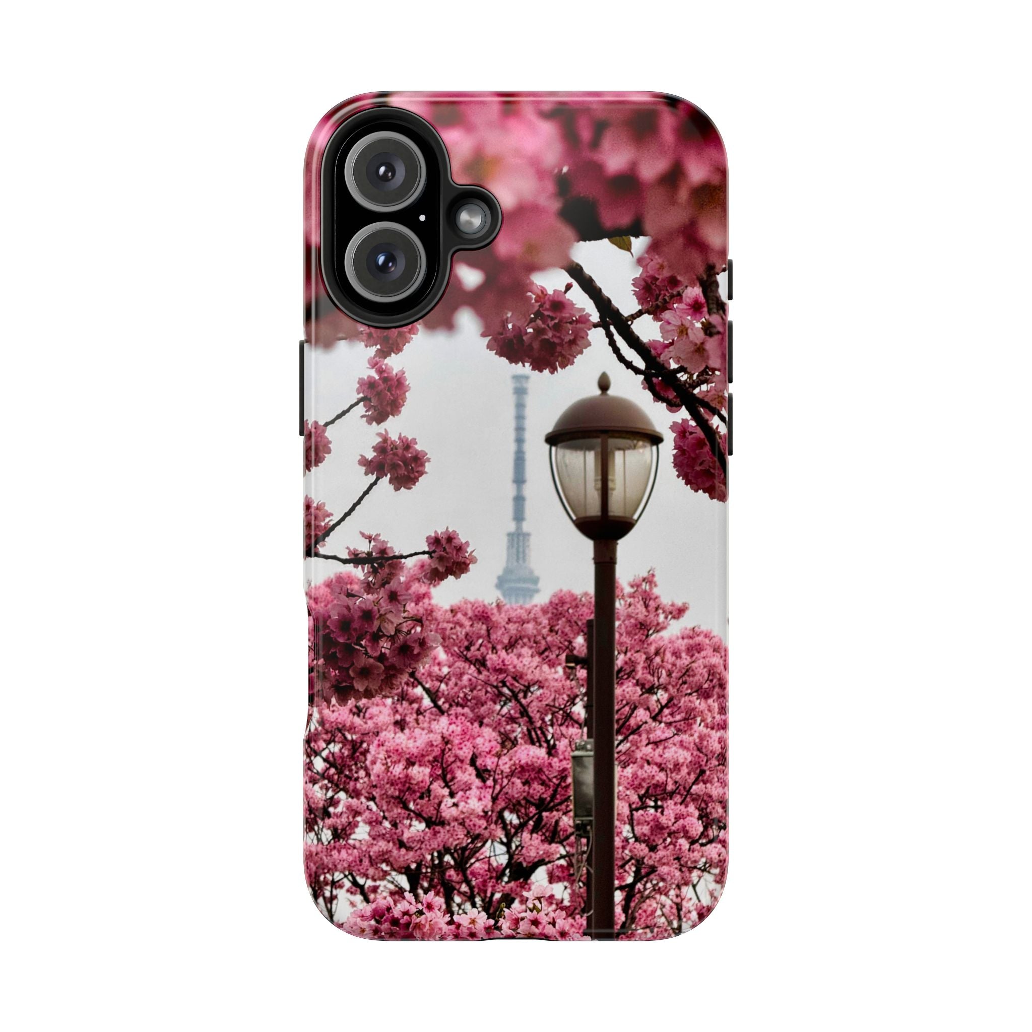 Japanese Pagoda Cherry Blossom Tough Phone Case — Protective Floral Temple Phone Case