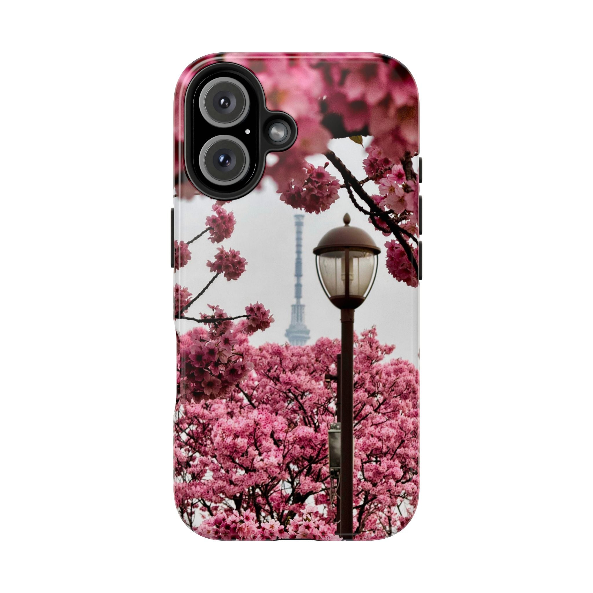 Japanese Pagoda Cherry Blossom Tough Phone Case — Protective Floral Temple Phone Case