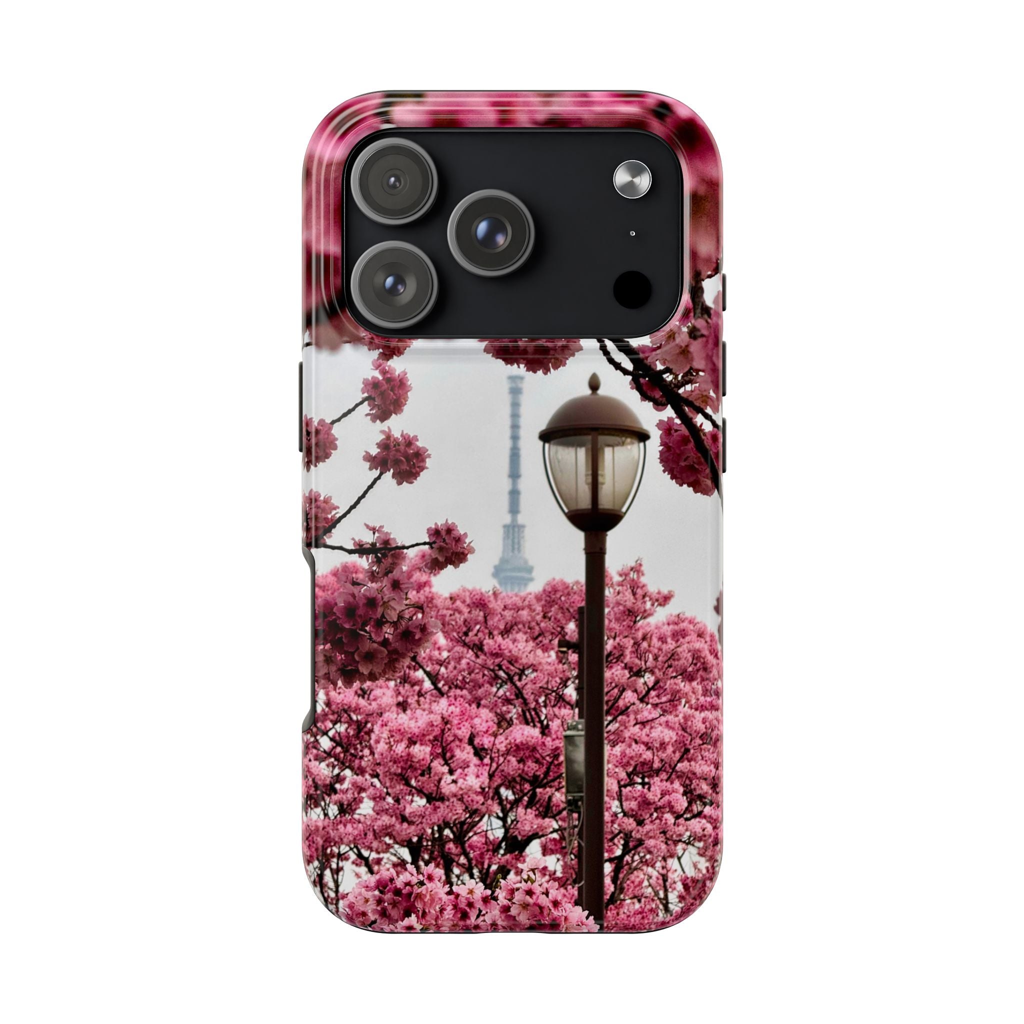 Japanese Pagoda Cherry Blossom Tough Phone Case — Protective Floral Temple Phone Case