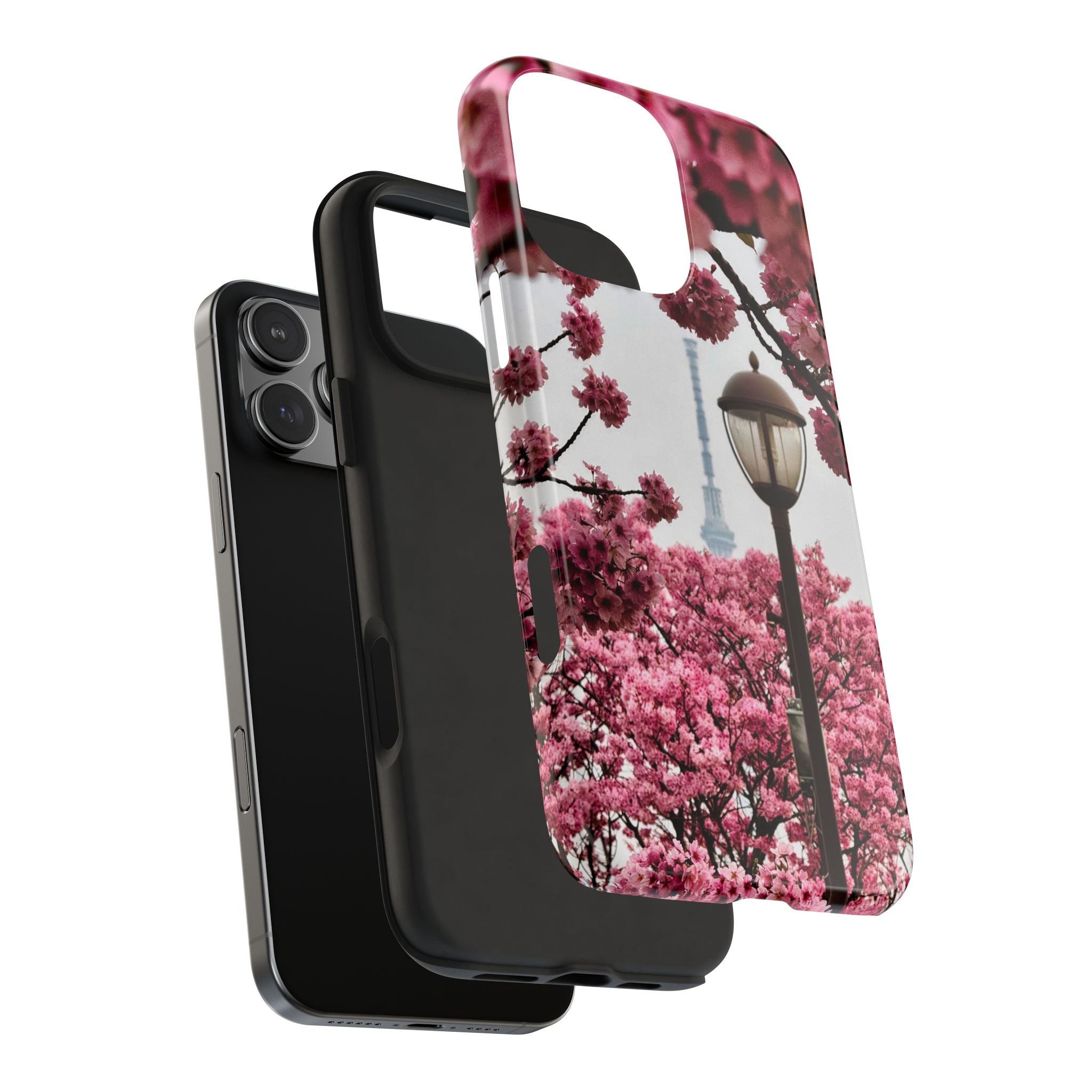Japanese Pagoda Cherry Blossom Tough Phone Case — Protective Floral Temple Phone Case