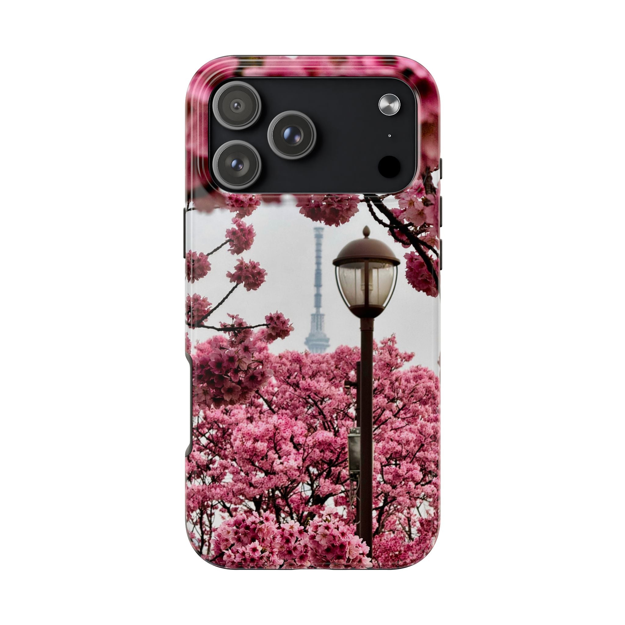 Japanese Pagoda Cherry Blossom Tough Phone Case — Protective Floral Temple Phone Case